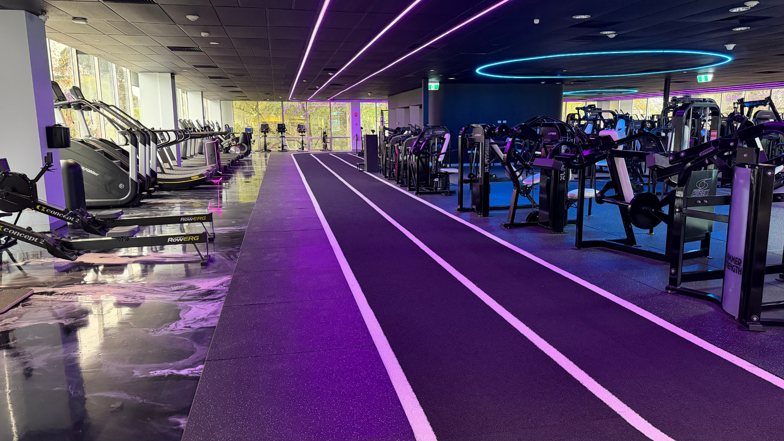 Cardio equipment beside the turf lanes at XL Fitness Mulgrave