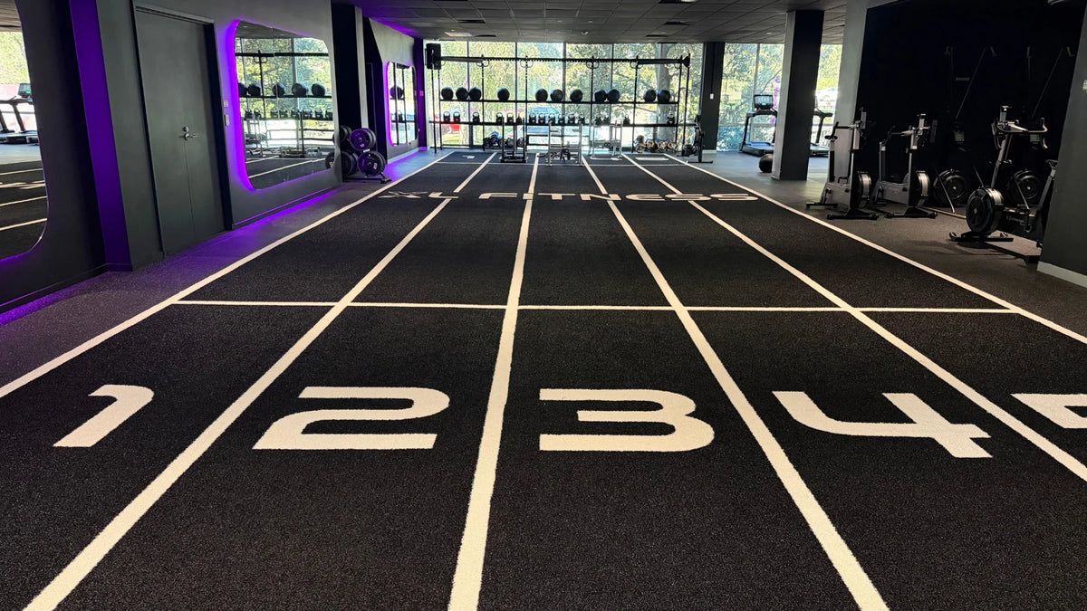 Numbered turf lanes in the XL Hybrid Training Space
